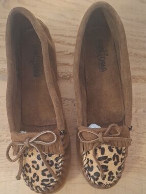 Minnetonka Leopard Print Suede Moccasins - Brand New